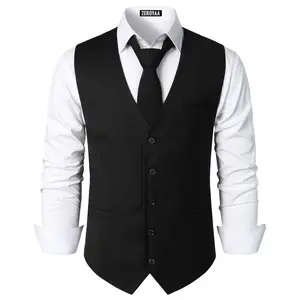 ZEROYAA Men's Hipster Urban Design 3 Pockets Business Formal Dress Vest for Suit Tuxedo