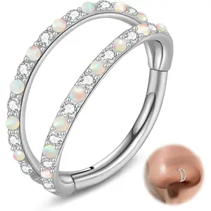 316L Stainless Steel Septum Rings: Hoop, Triple Stacked, Cartilage, Helix, Tragus, Round Hinged Nose Rings - Piercing  for Women & Men