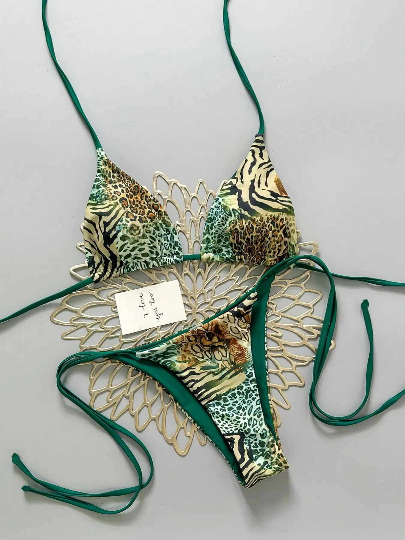 Women's Two-Piece Swimsuit Set, Vacation Beach Wear, Comfortable Fit Sexy Tie-Back Leopard Print Bikini Sets, Tie Side Bikini for Pool Parties, Swimwear Sets