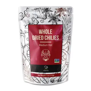 Soeos Whole Dried Chili 4oz, Medium Spicy, Natural and Premium, Great for Mexican Recipes, Dry Szechuan Pepper Flavor Spice