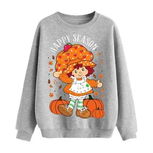 Strawberry Shortcake Fall Sweatshirt, Pumpkin Patch Crewneck, Happy Season Halloween Sweatshirt, Retro Autumn Girl Sweatshirt, Cute Cozy Gift for Her