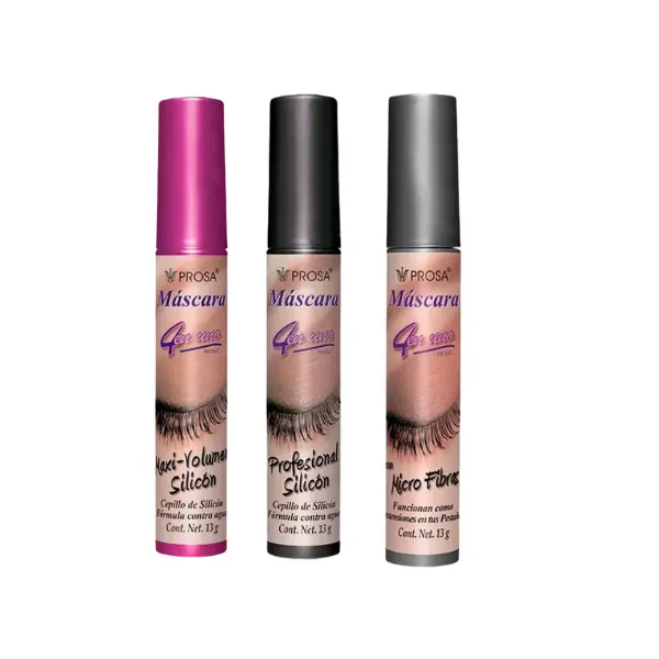 Prosa 3-Pack Mascara Bundle - Waterproof, Smudge-Proof, Long-Lasting, Voluminous, Lengthening, Strength-Boosting Beauty Makeup for Flawless Looks, Waterproof Mascara, Smudge Proof Mascara