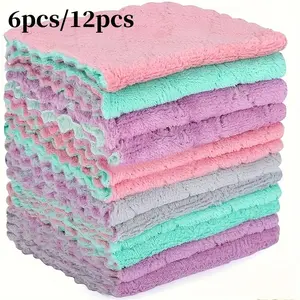 6/12pcs Kitchen Multi-Purpose Quick-Dry Cleaning Cloths, Reusable Dish Towels, Durable Washclothes, Essential Kitchen Cleaners