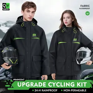 Men's Raincoat Set, Waterproof Rain Suit, Waterproof Hooded Jacket & Long Pants, Reusable Outdoor Workwear, Durable Thick Fabric, Winter Use, Rainproof