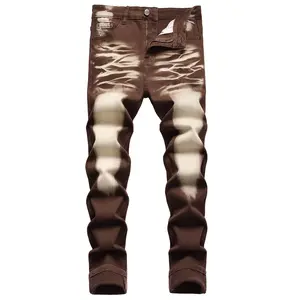JUNBAOSS Men's Slim Fit Stretch Jeans Colored Skinny Jeans for Men, Distressed Straight Leg Casual Fashion Comfort Flex Waist Denim, Classic Street Style Cotton Fabric Jean Natural Hipster Personalized Stylish Streetwear Jeans with Pockets Tops Zipper tik