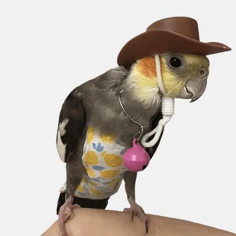 Small Pet Western Cowboy Hat Costume Accessory - Nylon & PVC Material, Adjustable Elastic Strap, Cute Design, All Seasons, Black & Brown, Pocket Pet Dress-Up Photo Prop