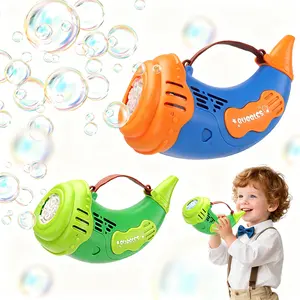 Horn Bubble Machine for Kids - Automatic Handheld Bubble Blower with Light & Music, Summer Outdoor Party Toy for Boys Girls