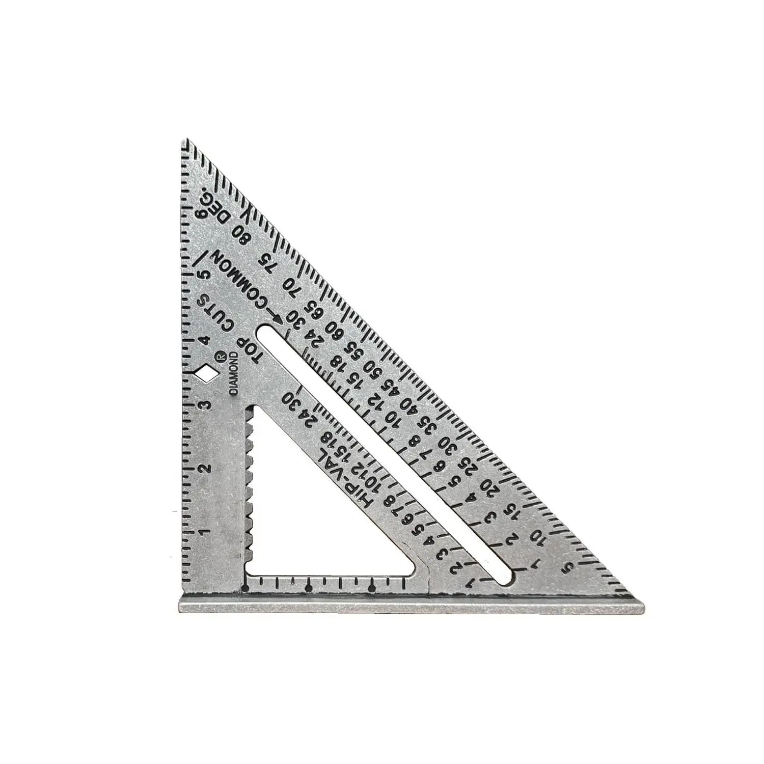 7 in Aluminum Alloy Speed Square Carpenter Tool - Made in USA Framing Tool with Black Embossed Marks, Flat Edge, Scales, Degrees, Scribing for Accurate Measurements