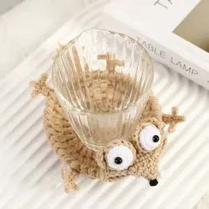 Handmade Crochet Coaster Set – Cute Cartoon Squirrel & Duck 2-Pack Mug Coasters – Stress-Relief Kawaii Animal Cup Mats, Desk Decor Gift for Coffee Lovers,Desk Decor Gift for Coffee Lovers,Graduation Gift