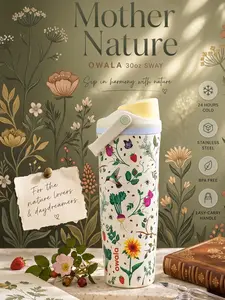 Owala Sway 30oz Mother Nature Garden Edition Insulated Water Bottle Leak Proof Stainless Steel Built In Straw Outdoor Travel Daily Hydration Gift for Mother’s Day