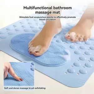 Foot Massage Shower Mat Non-slip Bathtub Rug with Suction Cups and Drain Holes for Bathroom Accessories