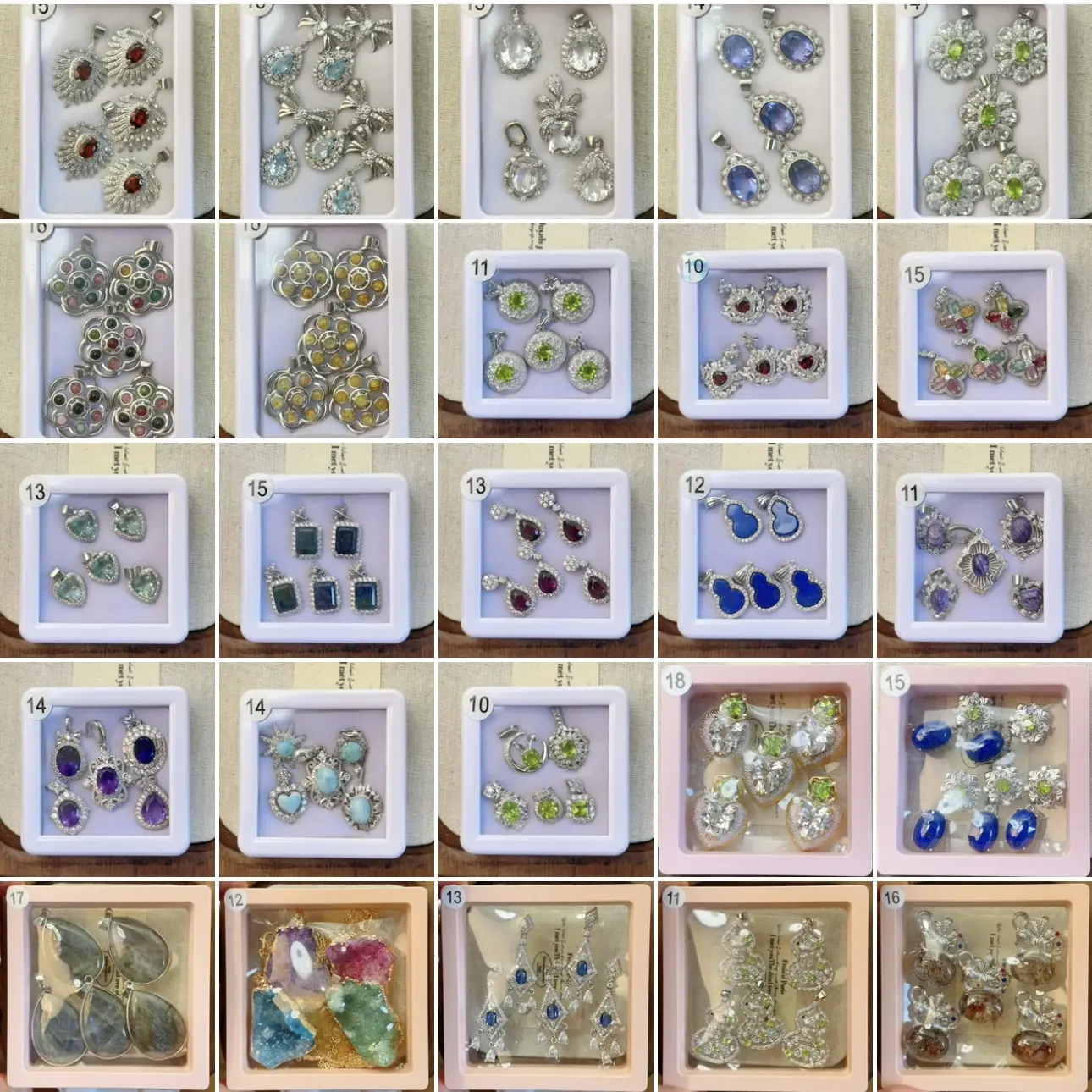 wholesale crystal pendant box with copper setting, bulk jewlry charms