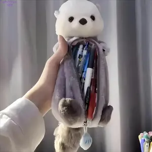 Cute Plush Pencil Case, Cartoon Animal Design Zipper Pencil Bag, Durable Stationery Storage for Office & School, Perfect for Organizing Supplies