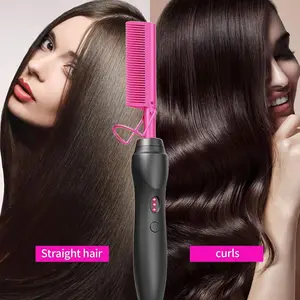 Electric Hot Comb Hair Straightener, Ceramic Heated Press Comb for Natural Hair, Wigs & Beards