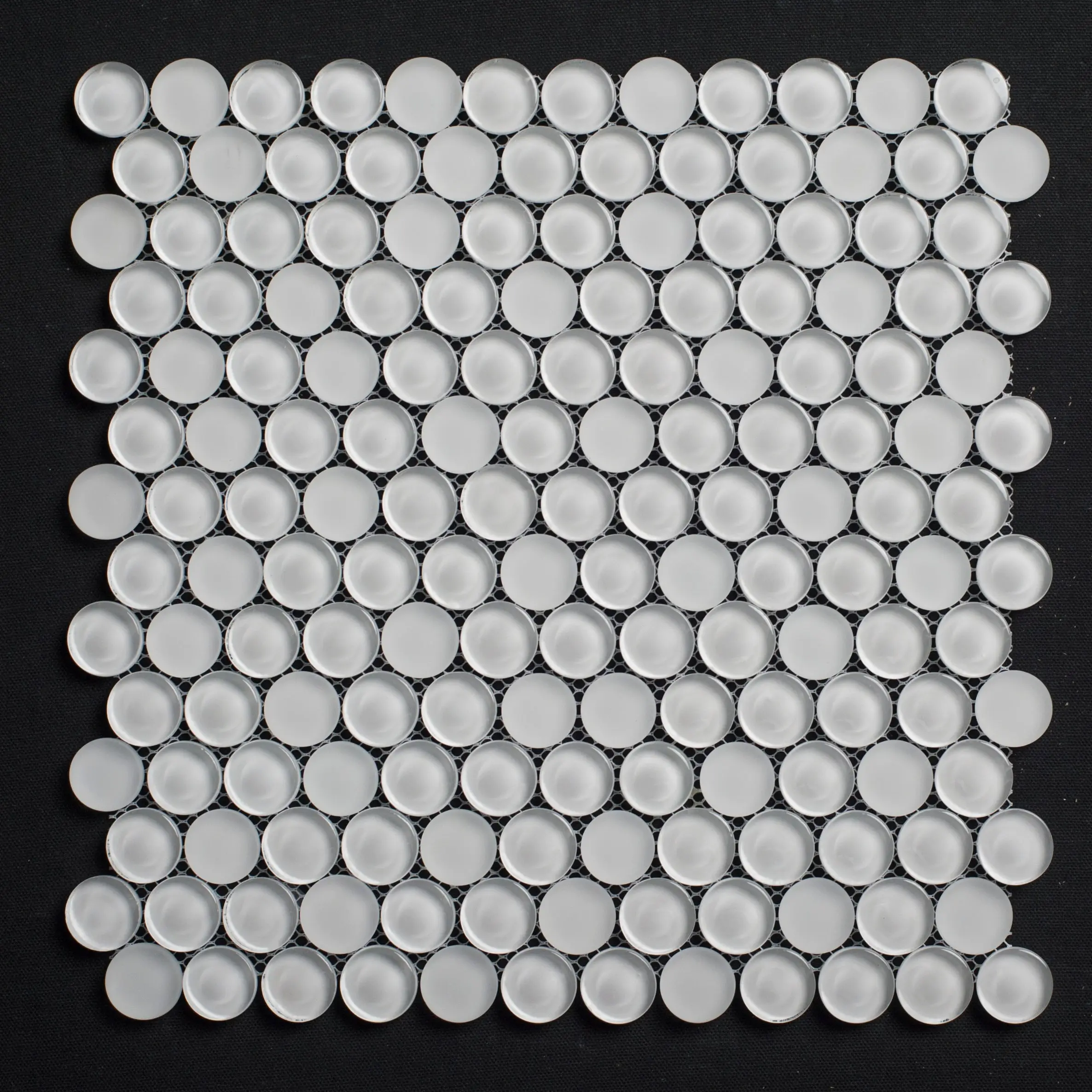 Glacier Penny Round Glass Mosaic Tile Bubbles