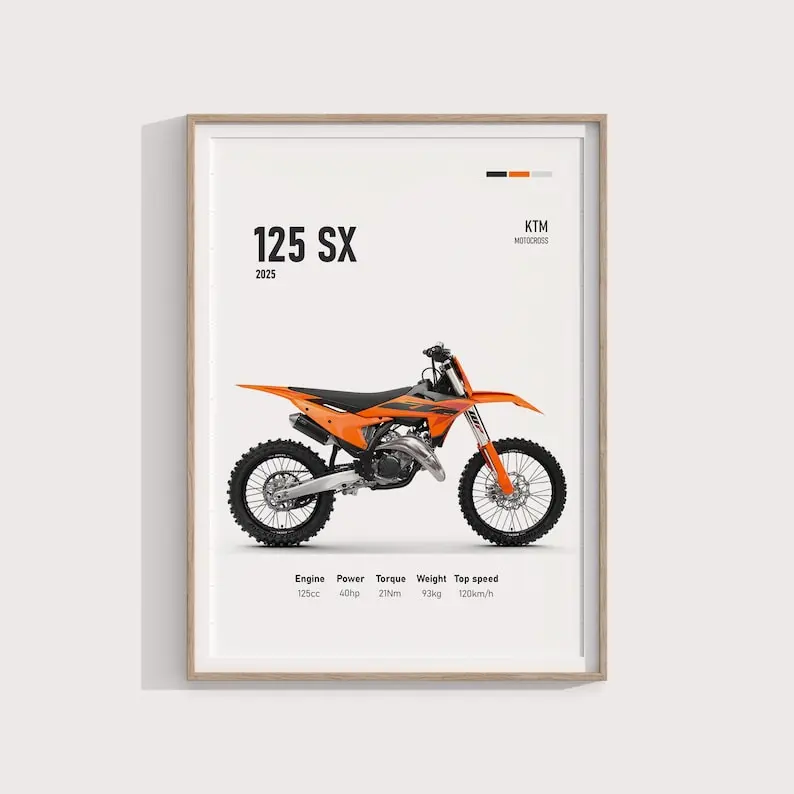 KTM 125 SX 2025 Poster | Premium Motocross Bike Art | High-Quality Wall Decor | Stylish Print | Gift for Dirt Bike Enthusiasts