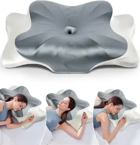 DONAMA Cervical Pillow for Neck and Shoulder Pain Relief Cooling Contour Memory Foam Dual-Height Ergonomic Support with Removable Pillowcase for Side Back Stomach Sleepers