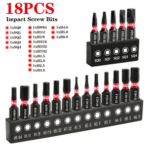 18 Pcs Industrial Grade Screwdriver Bits Set- S2 Alloy Steel Anti-Slip/Square Magnetic Screwdriver Bits Set, Impact And Wear Resistant, Universal 1/4" Hex Shank With Black Rust-Proof Base, Fit For Woodworking, Handicrafts, Manufacturing Tools