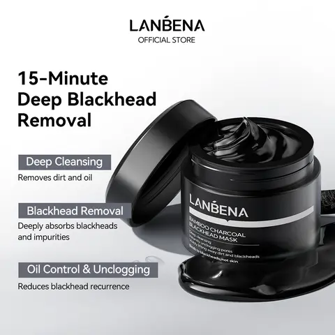 LANBENA Blackhead Mask, Upgraded 2.0 Bamboo Charcoal Nose Pore Strips, Black Head Remover Mask for Face, Puntos Negros, Deep Cleansing for All Skin Types, 30g+60pcs paper