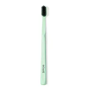 Boka Classic Manual Toothbrush with Extra Soft Activated-Charcoal, Tapered Bristles, Bioplastic Handle Includes Travel Cap, Dentist-Approved, Mint