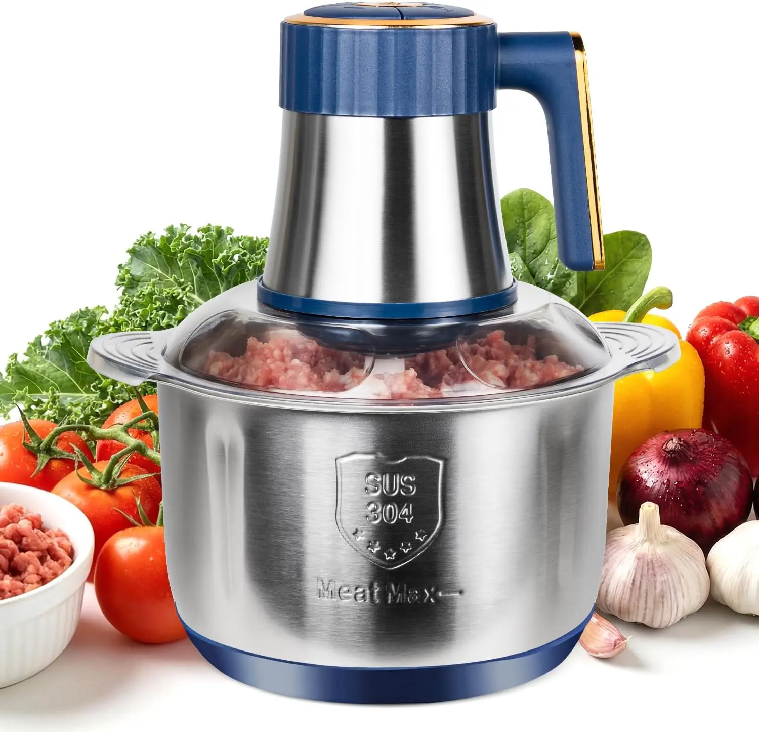 20 Cups Large Capacity Food Processor,5 Speed Electric Meat Grinder Vegetable Chopper,500W Powerful Motor 6 Bi-Level Blade Meat mincer for Vegetable, Nuts,...