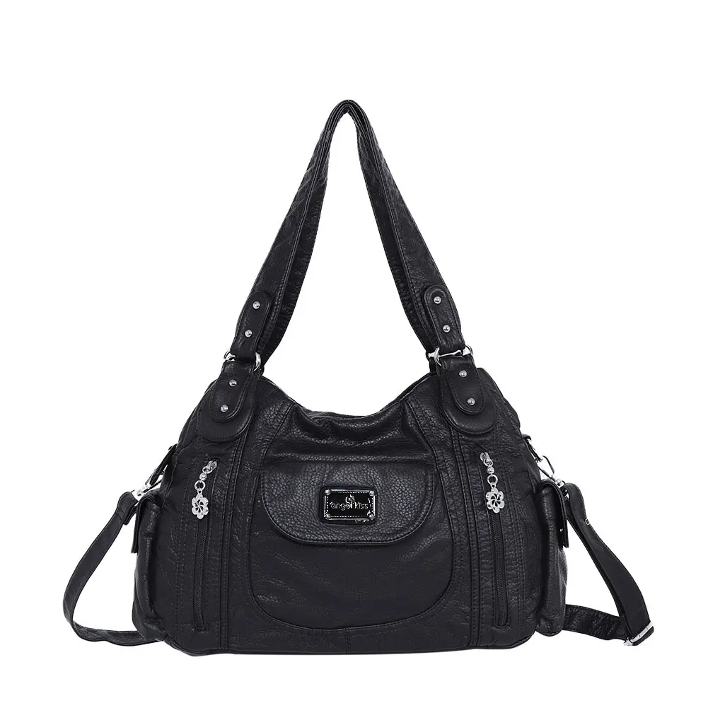 Angel Kiss Purses for Women, Large Shoulder Bag Hobo Tote Purse Mutipocket Faux Leather Satchel Hobo Purse