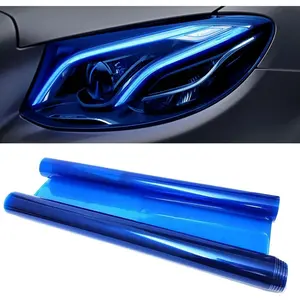 Self-Adhesive Tint Film for Car Taillight Headlight Fog Light, 12×48 Inches Vinyl Protector Shiny Sticker Film, Auto Modification Cover for Cars Trucks SUVs (Blue)