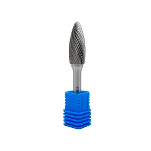 SH-5 Tungsten Carbide Burr Rotary File Flame Shape Double Cut (1/2” Cutter Dia X 1-1/4”Cutter Length) with 1/4'' Shank Dia by LU&MN Tool Accessories Industrial