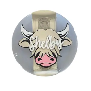 Highland Cow Personalized Tumbler Topper Cup Topper Name customized Mug Topper Tumbler Accessories 30oz 40oz Lid Topper