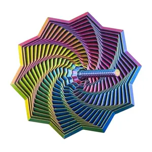 Colorful Geometric Vortex 3D Printed Toy: Multi-layered Star-shaped Structure with Gradient Color Visual Feast, Creative Stress-relief Plaything & Desktop Art Ornament, A Novelty with Distinct Niche Design Sense