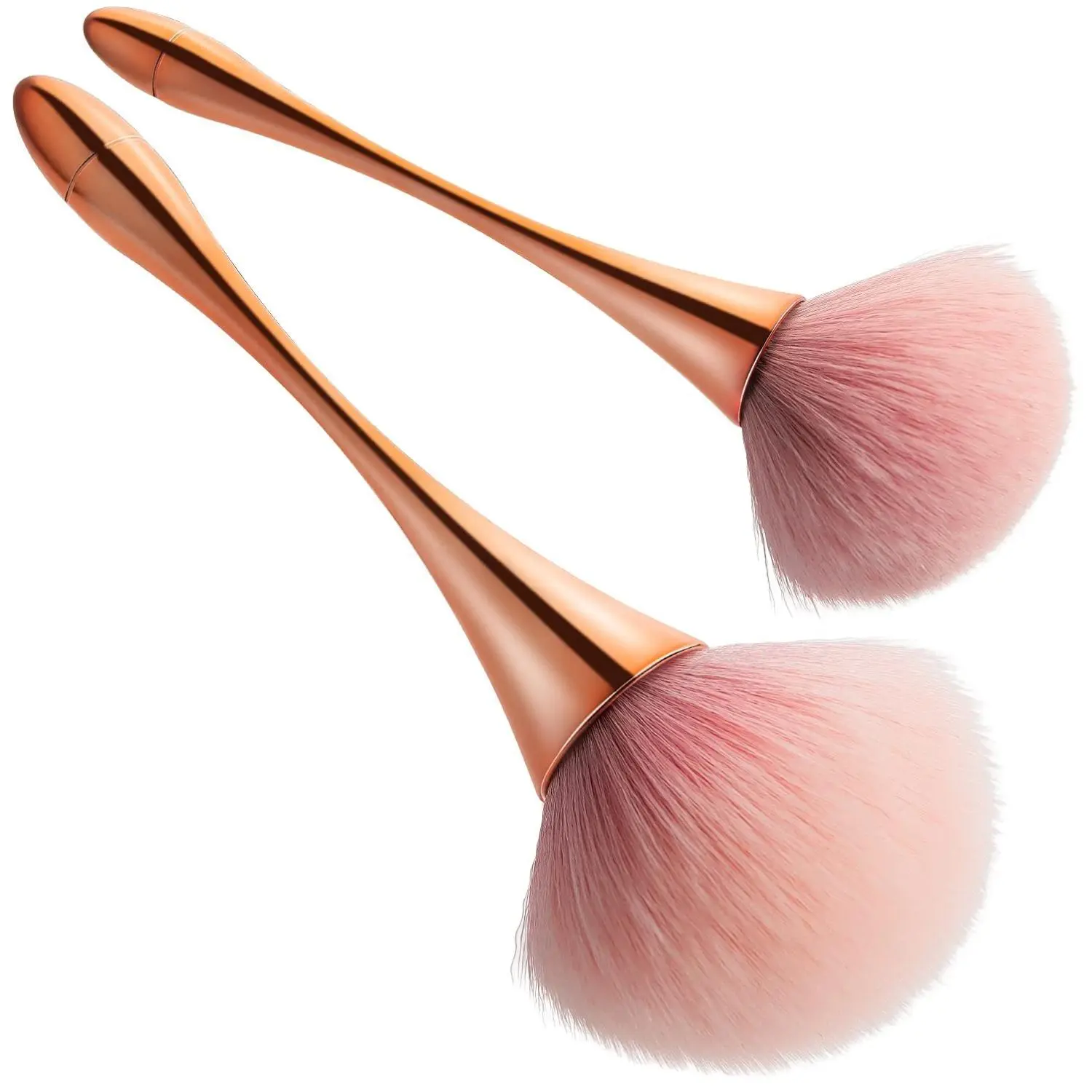 2-Piece Makeup Brush Set, Large Rose Gold Powder Applicators with Soft Synthetic Bristles & Slim Handle for Sensitive Skin