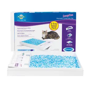 PetSafe 3 pack ScoopFree Crystal Cat Litter Disposable Tray - Quick Cleanup & Odor Control - Refill