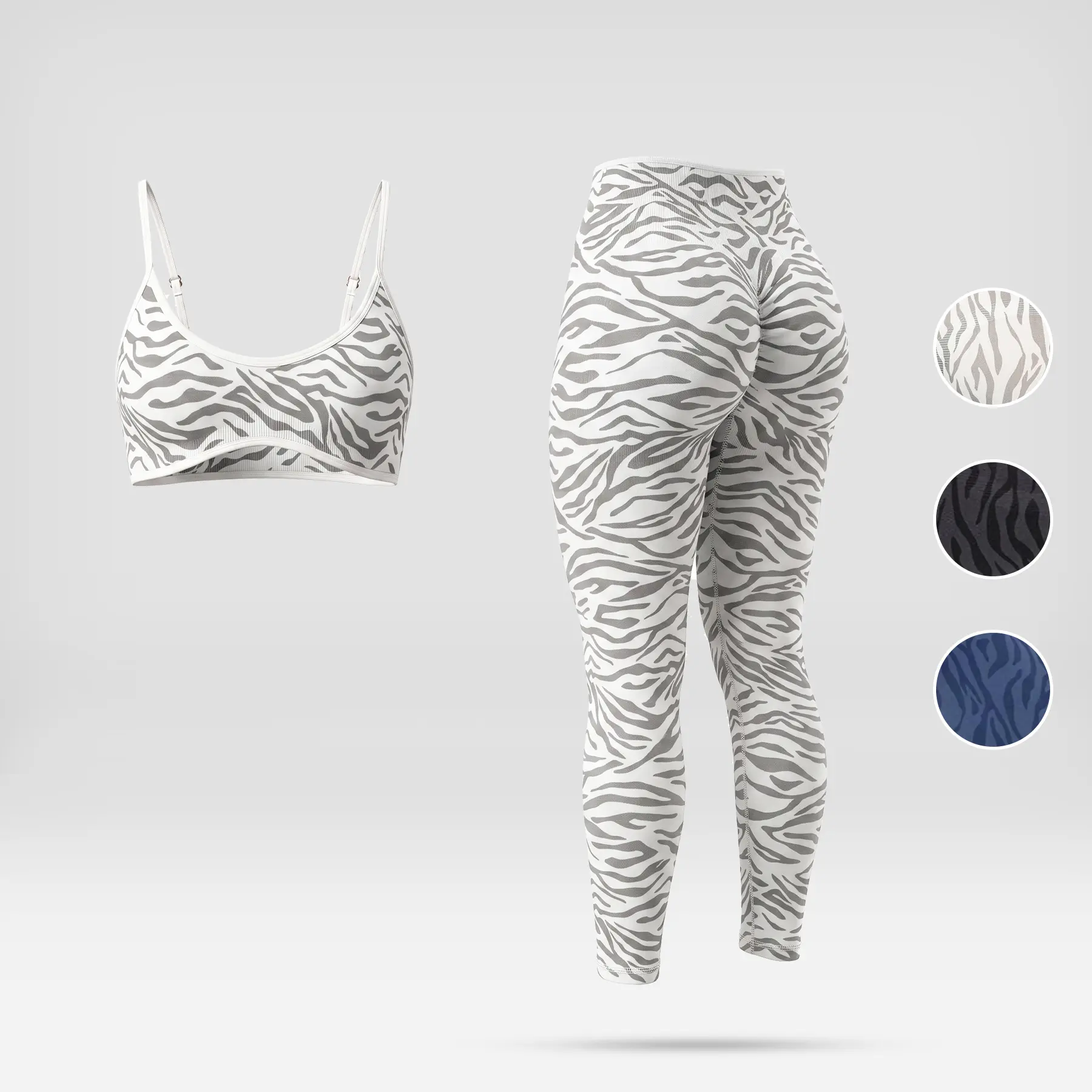 Women's Matching Sets 2 Piece Zebra Print Seamless Workout Outfits Ribbed Sports Bra and High Waist Scrunch Butt Biker Trousers Yoga Gym Set Athletic Activewear for Running Fitness Outdoor Casual Wear