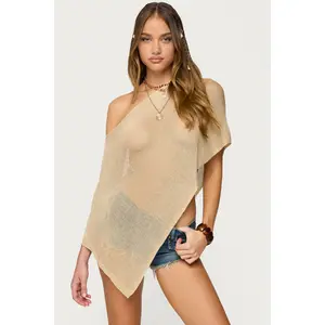 Azalia Asymmetric Knit Poncho