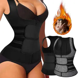 Women Sauna Suit Vest Sweat Waist Trainer Cincher Ladies Trimmer Sweat Belt Shapewear Workout Tank Tops  Black Gray Plus Size