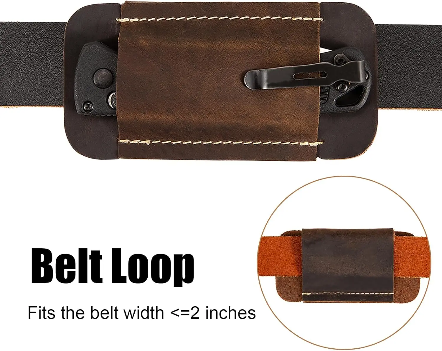Leather Knife Case & Sheath for Belt – Horizontal Carry Pocket Knife Holder, Handmade EDC Belt Organizer, Compact Folding Knife Holster, Durable Leather Knife Pouch (Black)