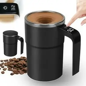 New Upgraded Electric Self-stirring Coffee Mug Magnetic Stirring Cup Rechargeable Automatic Mixing Cup w/LCD Thermometer for Milk/Cocoa at Office/Kitchen/Travel