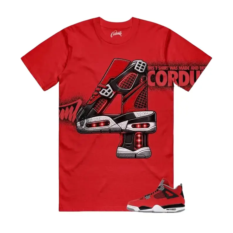 AJ4 Fire Red Matching T Shirt, Number 4 Graphic Shirt, 90s Hip Hop Tee, Gift For Women and Man, Unisex T-Shirt, Sneaker Head Gift
