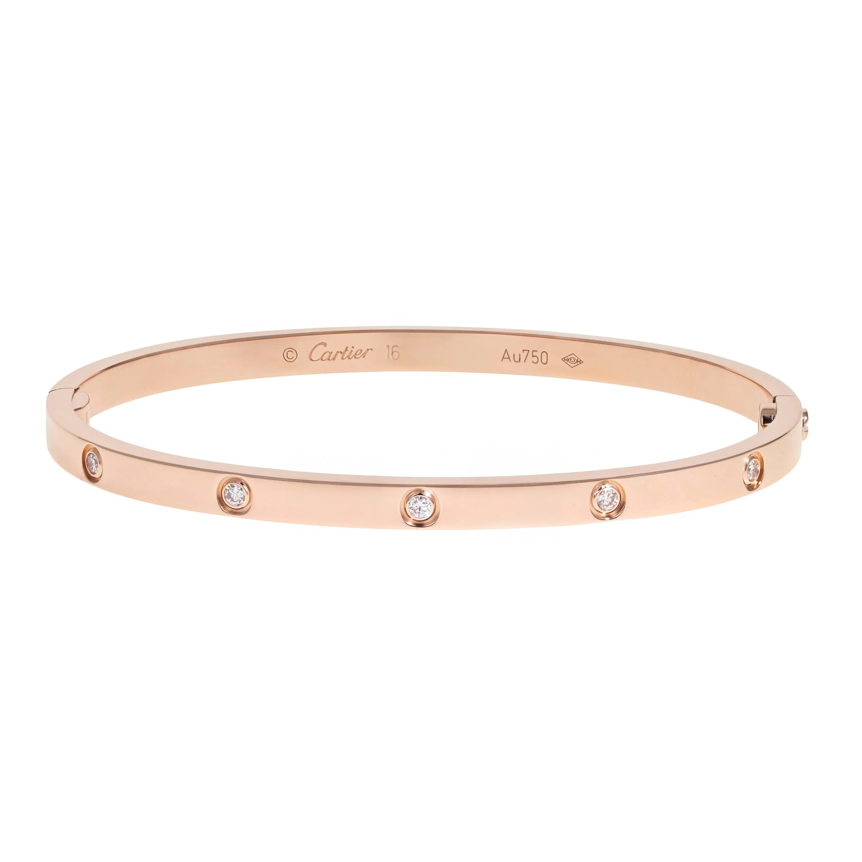 Pre-owned Cartier Love Small Model Bangle Bracelet Size 16