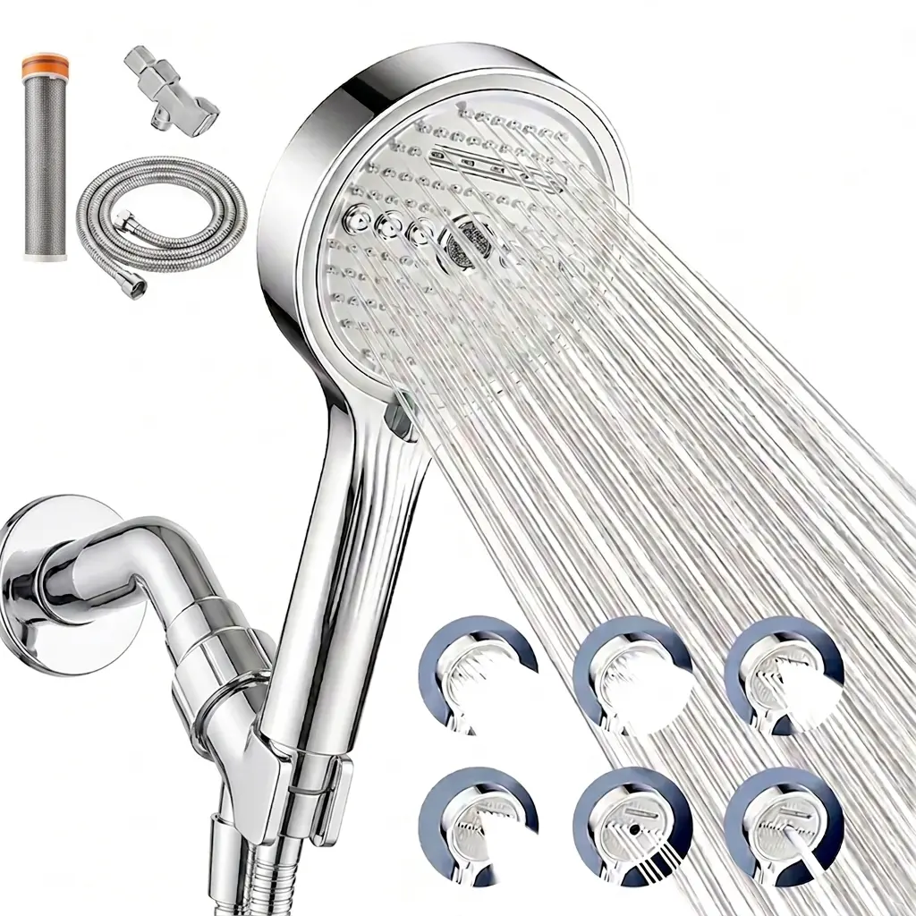 Filtered Shower Head with Handheld, High Pressure Water Flow, 6 Spray Modes Shower Head with 316 Stainless Steel Filter Showerhead - Remove Chlorine, Reduce Dry Itchy Skin, Detachable Showerhead Set with 59 Inch Stainless Steel Hose and Adjustable Holder
