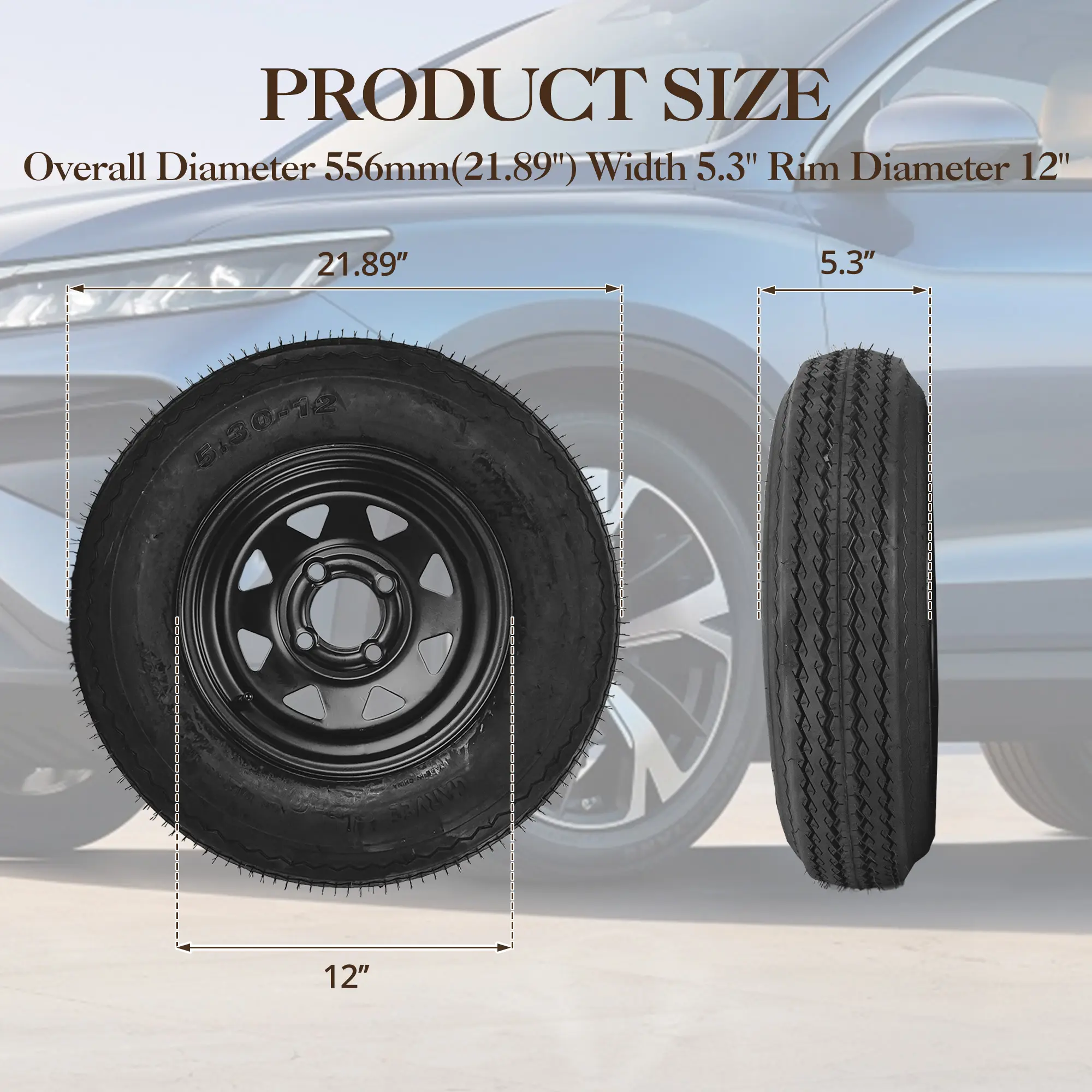 GARVEE ST205/75D14 & 4.80 Trailer Tires and Wheels – 6 Ply Heavy Duty Trailer Wheel Assemblies with Black Steel Rims, 4/5 Lug Options for Utility & Cargo Trailers