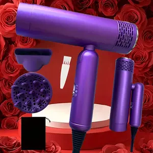 Foldable quick drying hair dryer with diffuser, 1600W professional ion hair dryer with intelligent constant temperature for both men and women, lightweight and portable travel hair dryer, Valentine's Day gift set,