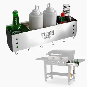 Yukon Glory Stainless Steel Griddle Caddy for Blackstone 28'-36' Griddle Space Saving Storage Original Authentic Design with Hooks