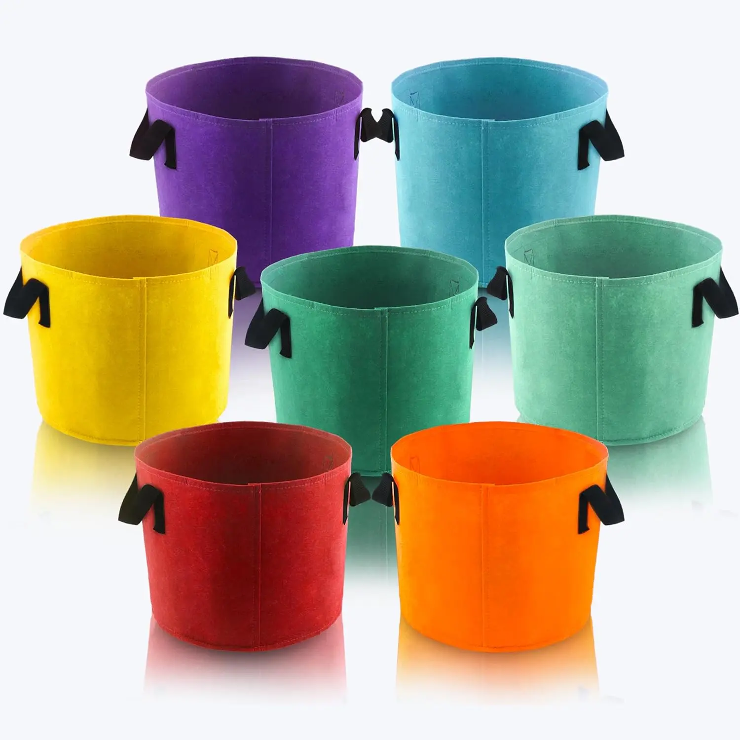 15 Gallon Grow Bags, 7 Pack Colorful Fabric  Pots with Handles for Garden and Outdoor Planting