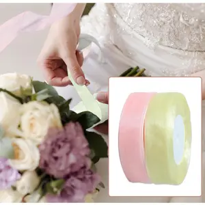 2 Rolls Clear Sheer Organza Ribbon, 1 Inch 50 Yards Chiffon Ribbon for Gift Wrapping, Decor, Wedding Bouquets & DIY Crafts, Available in Gold & Rose Gold