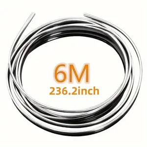 6M Car Door Chrome Moulding Trim Strip Edge Scratch Guard Protector Cover Strip Roll Chrome Styling Moulding Trim Strip Car Interior Accessory