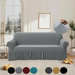Solid Color Sofa Cover, Stretch Sofa Cover, 1 Count Dustproof Sofa Slipcover, Elastic Sofa Protector, Sofa Protective Cover for Home Living Room