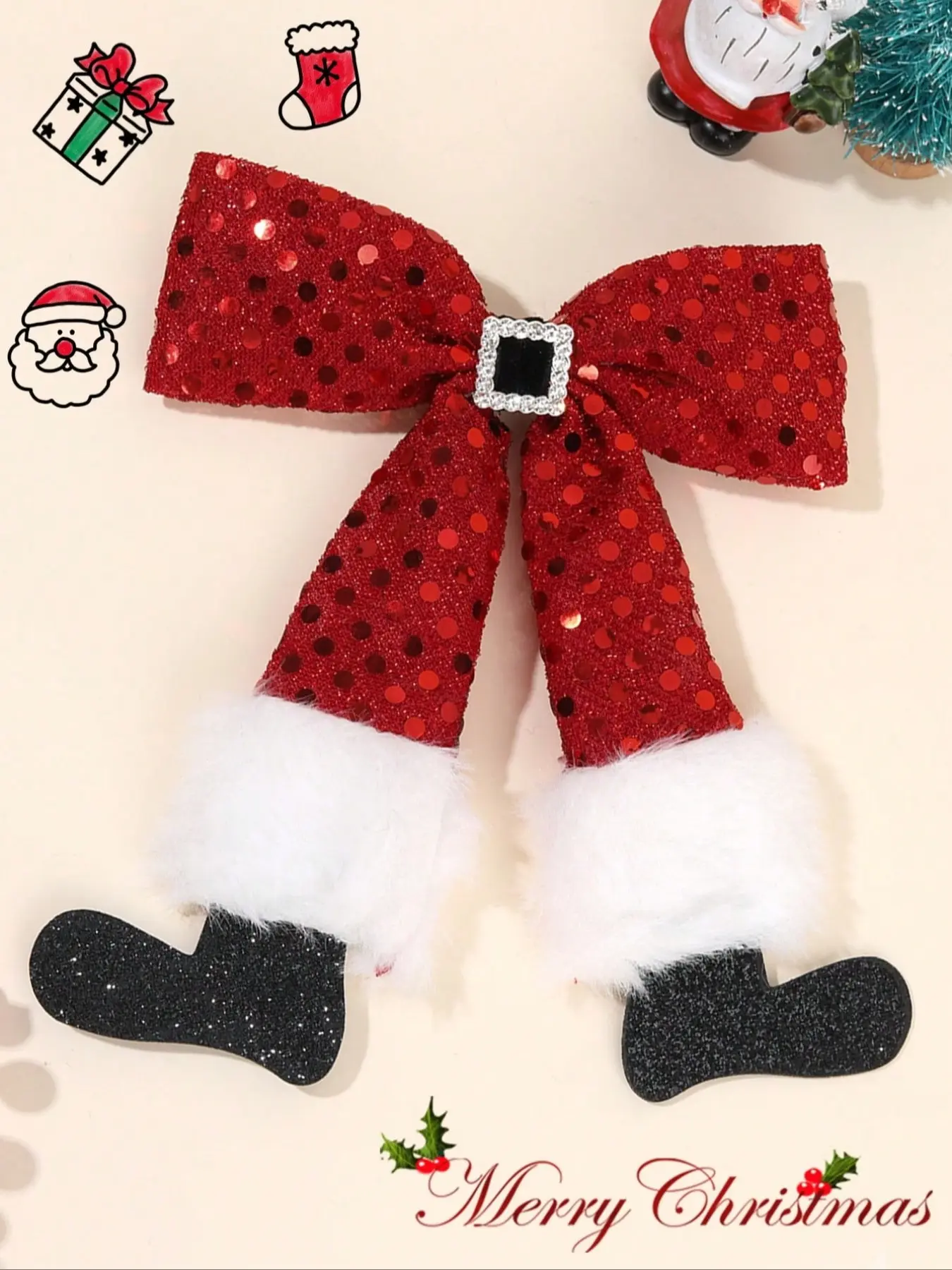 Sequin Glitter Christmas Hair Bow for Kids, Decorative Hair Barrette, Alligator Clips for Celebrations, Christmas Party Gifts, Barrettes Hair Clips, Hair Accessories