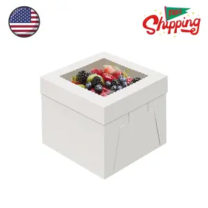4 Pack Cake Boxes 12 Inch, Disposable Cake Transport Container (12×12×8 Inches)
