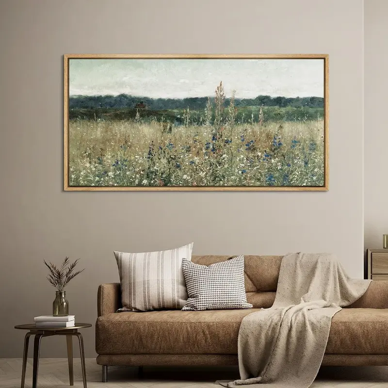 Poster Large Wall Art Vintage Wildflowers Field Landscape Art Print Horizontal Panoramic Wall Art Living Room Decor 6